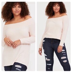 TORRID Super Soft Plush Light Pink Off The Shoulder Sweater size 6X